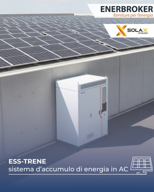 🔋 Serie TRENE: la nuova frontiera dell’accumulo energetico per il tuo business ⚡

La serie TRENE rappresenta una delle soluzioni di accumulo in AC più avanzate per il settore commerciale e industriale (C&I). Un sistema all-in-one modulabile, progettato per supportare aziende che vogliono ottimizzare consumi, ridurre costi energetici e incrementare la propria indipendenza dalla rete.

✨ Caratteristiche principali

✅Tecnologia LiFePO4 da 280 Ah: massima sicurezza, lunga durata e stabilità operativa.
✅Capacità nominale di 215 kWh a 768 V: ideale per applicazioni con alti carichi energetici.
✅Raffreddamento ad aria (smart cooling): efficienza termica e migliore gestione delle prestazioni anche in condizioni operative intense.
✅Design modulare: possibilità di espandere capacità e potenza in base alle esigenze future dell’azienda.
✅Sistema altamente integrato: gestione intelligente dell’energia per supportare autoconsumo, peak shaving, backup e strategie avanzate di energy management.

💡 Perché sceglierlo?

Riduci i picchi di prelievo e ottimizza la spesa energetica.
Aumenta la resilienza delle tue attività con una riserva di energia sempre disponibile.
Migliora l’efficienza complessiva del tuo impianto e abilitati a una gestione smart dell’energia.

📞 Contatta il tuo commerciale di fiducia e richiedi un preventivo personalizzato:
0825 180 7888
📩 info@enerbroker.com