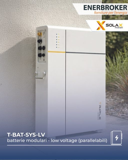 ⚡ Scopri il nuovo sistema di accumulo Solax T‑BAT‑SYS‑LV‑D53!

🔋 Batteria LiFePO4, modulare e scalabile (5,3 – 85 kWh)
📈 Massimizza l’autoconsumo del tuo fotovoltaico e riduci i costi energetici
💡 Gestione smart con monitoraggio remoto e aggiornamenti OTA
🛡️ Robusta, resistente alle intemperie e garantita fino a 10 anni

Investi nell’energia del futuro: più autonomia, più risparmio, più efficienza!
 Contattaci per una  consulenza GRATUTIA 0825 180 7888