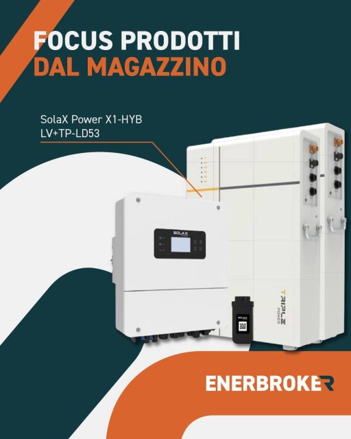 ⚡ 𝗦𝗼𝗹𝗮𝗫 𝗣𝗼𝘄𝗲𝗿 𝗫𝟭-𝗛𝗬𝗕 𝗟𝗩 + 𝗧𝗣-𝗟𝗗𝟱𝟯: l’accumulo ibrido monofase che porta l’impianto dei tuoi clienti al livello successivo.

🔧 𝗩𝗮𝗻𝘁𝗮𝗴𝗴𝗶 𝗽𝗲𝗿 𝗹’𝗶𝗻𝘀𝘁𝗮𝗹𝗹𝗮𝘁𝗼𝗿𝗲:

• Gestione integrata fotovoltaico + accumulo + rete
• Batterie modulari espandibili
• Collegamento pannelli fino al doppio della potenza inverter
• Copertura picchi fino al 110% AC

📞 Per dettagli tecnici e supporto all’installazione: 0825 180 7888 | 📩 info@enerbroker.com